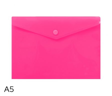 Obal spisový s klopou a drukem  A5 neon LUMA, růžový