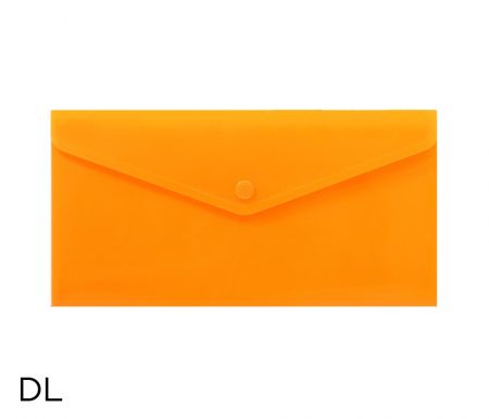Obal spisový s klopou a drukem  DL neon LUMA, oranžový