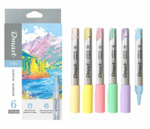 Popisovač akrylový Dmast pastel sada 6 barev DELI EC351