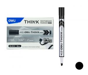 Popisovač DELI EU00220 černý zkosený stíratelný (8569)