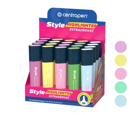 Zvýrazňovač CENTROPEN 6252/20 pastelový, plochý