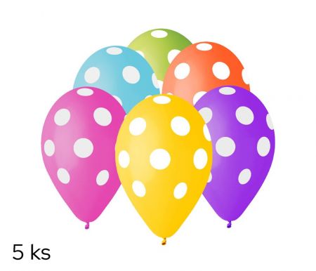 Balónky s potiskem 5ks OBYČ. Puntíky