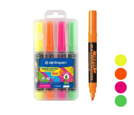 Zvýrazňovač CENTROPEN 8542/4 sada FLEXI