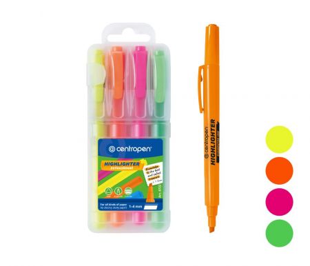 Zvýrazňovač CENTROPEN 8722/4 sada