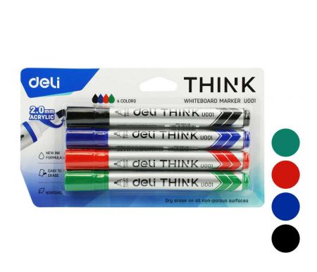Popisovač DELI EU00101/4 sada kulatý stíratelný (8559)