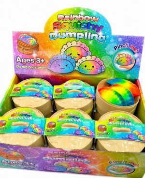 Squishy Dumpling mačkací antistresový knedlíček s kuličkami v košíku