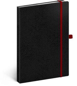 Notes Vivella Classic černý/červený, tečkovaný, 15 x 21 cm / A-5988