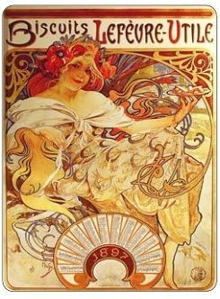 Cedule Alfons Mucha – Biscuits, 30 x 40 cm