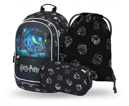 BAAGL Školní set 3 Core Harry Potter Bradavice: batoh, penál, sáček