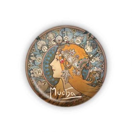 Kovový otvírák Alfons Mucha - Zodiak, o 5,8 cm