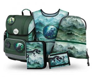 BAAGL SET 5 Ergo Dino: aktovka, penál, sáček, zástěra, peněženka