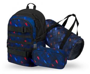 BAAGL SET 3 Skate Indigo: batoh, penál, sportovní taška