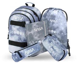 BAAGL 5 SET Skate NASA Grey: batoh, penál, pouzdro, sáček, desky