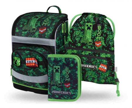 BAAGL SET 3 Zippy Plus Minecraft Boom: aktovka, penál, sáček
