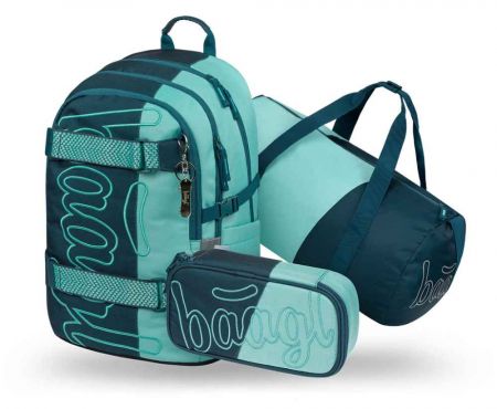 BAAGL SET 3 Skate Petrol: batoh, penál, sportovní taška GRS
