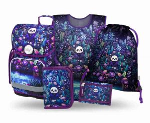 BAAGL SET 5 Ergo Jungle Panda: aktovka, penál, sáček, zástěra, peněženka