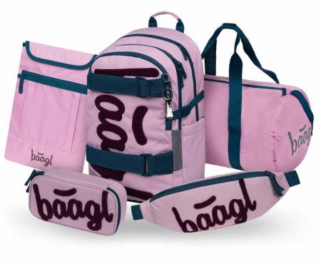 BAAGL SET 5 Skate Rose: batoh, penál, sportovní taška, ledvinka, obal na notebook GRS