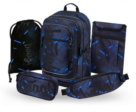 BAAGL SET 5 Cubic Flash: batoh, penál, sáček, ledvinka, obal na notebook GRS