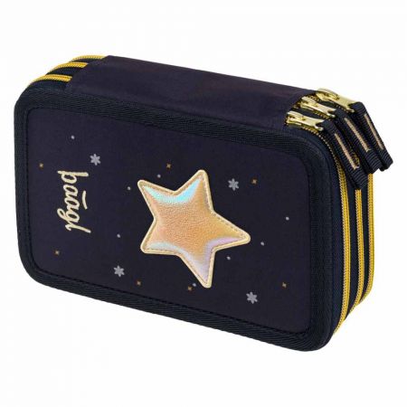 BAAGL Školní penál třípatrový Unicorn Gold