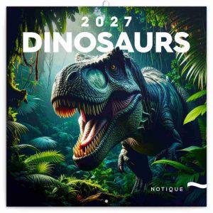 Kalendář nástěnný poznámkový Dinosauři 2027, 30cm x 30cm, PGP-36306-V
