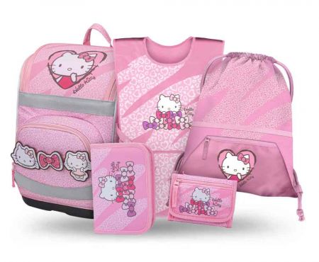 BAAGL SET 5 Zippy Plus Hello Kitty Sweet Leopard: aktovka, penál, sáček, zástěra, peněženk