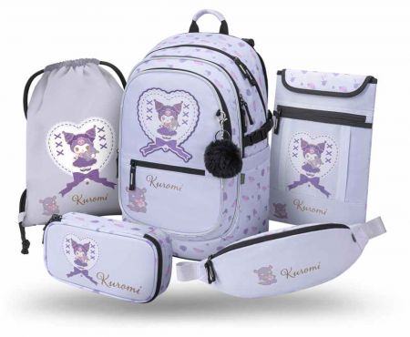 BAAGL SET 5 Core Kuromi Sweet One: batoh, penál, sáček, ledvinka, obal na notebook GRS