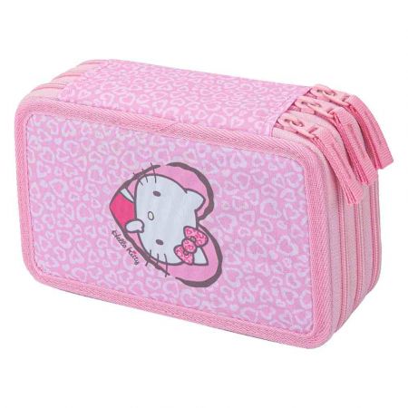 BAAGL Školní penál třípatrový Hello Kitty Sweet Leopard GRS