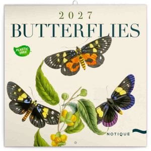 Kalendář nástěnný poznámkový Motýli 2027, PLASTIC FREE, 30cm x 30cm, PGP-36980