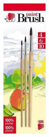Sada štětců ICO 4, 6, 10 - přírodní, kulatý