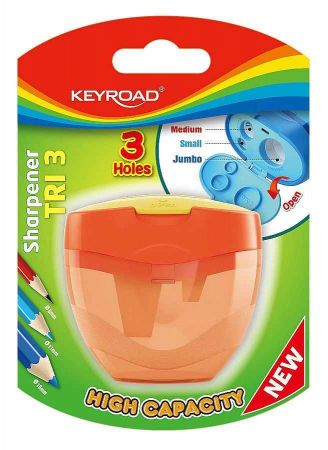 Ořezávátko KEYROAD TRI Plus, plast, blistr, oranžové