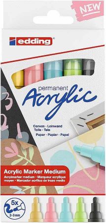 Akrylový popisovač EDDING 5100 M, Pastel, sada 5ks