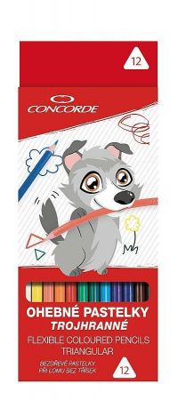 Pastelky CONCORDE trojhranné, ohebné, bezdřevé 12 ks