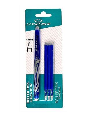 Roller CONCORDE Trix gumovatelný, 0,7 mm, modrý + 3 náplně, blistr