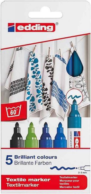 Popisovač na textil EDDING 4500, sada 5 ks, studených barev