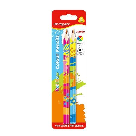 Pastelky KEYROAD Magic, Jumbo trojhranné, blistr 2ks