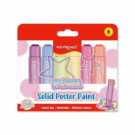 Tuhé temperové barvy KEYROAD Pastel, sada 6ks