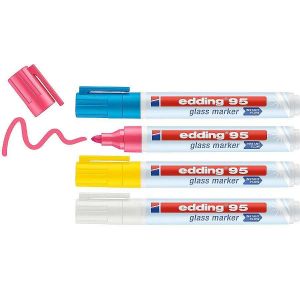 Popisovac na sklo EDDING 95, sada 4 ks s bílou