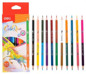 Pastelky DELI trojhranné ColoRun 2v1 24 barev EC00520
