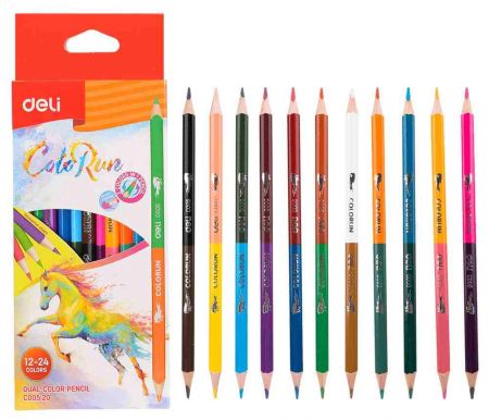 Pastelky DELI trojhranné ColoRun  2v1 24 barev EC00520