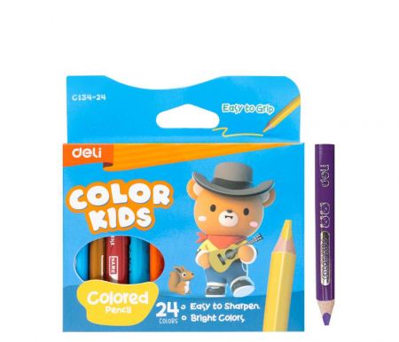 Pastelky DELI trojhranné JUMBO mini 24 barev Color Kids EC134-24