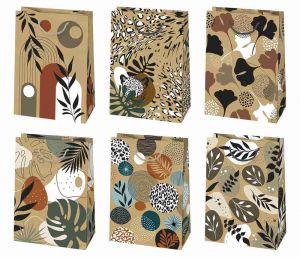 Taška dárková 23 x 32 x 11cm KRAFT LISTY mix