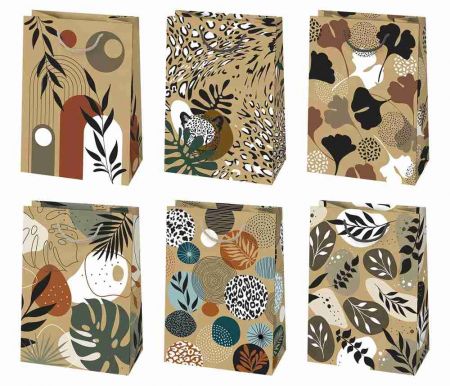 Taška dárková 23 x 32 x 11cm KRAFT LISTY mix
