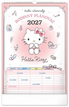 Kalendář nástěnný Rodinný plánovací Hello Kitty XL 2027, 33cm x 46cm, PGN-36975-L