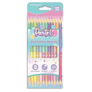 Pastelky KEYROAD Duo Pastel trojhranné 12ks
