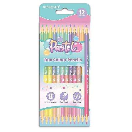 Pastelky KEYROAD Duo Pastel trojhranné 12ks