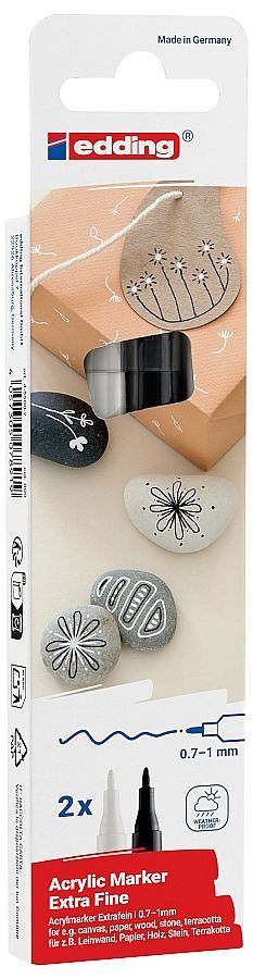 Akrylový popisovač EDDING 5500/2 EF, sada bílá s černou