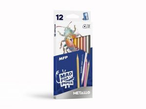 Pastelky MFP 12 ks METALLO triangular s ořezávátkem
