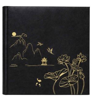 Fotoalbum 10×15/200, motiv Lotus Pond, černý