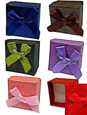 Dárková krabička na prsten s mašličkou, mix barev, 4 × 4 × 2,5 cm
