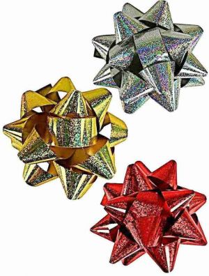 Dárková rozeta metalická holografická 3,5 cm